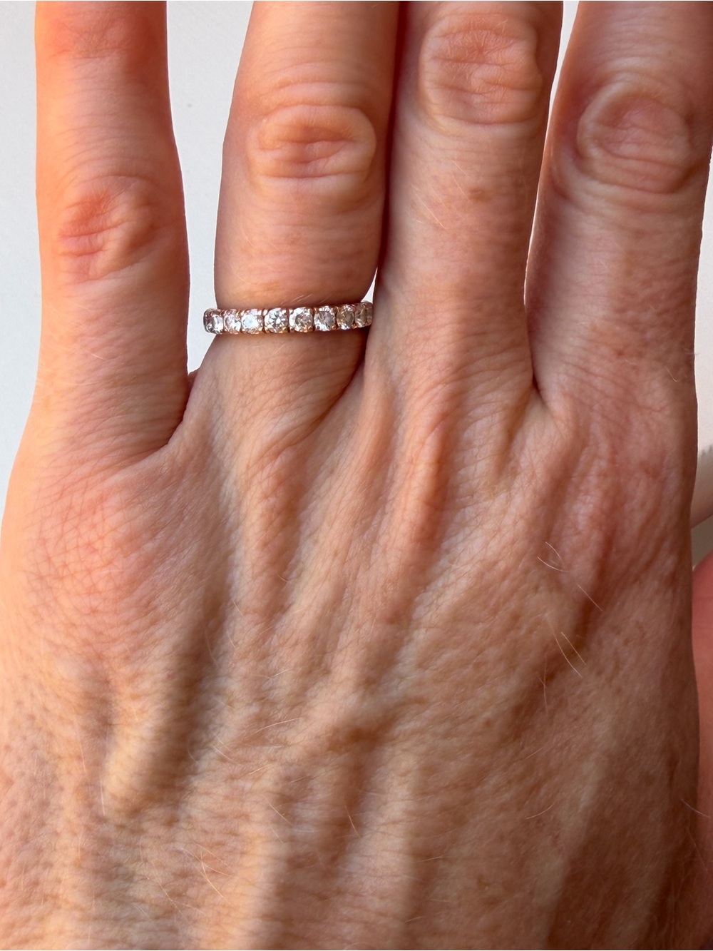 Custom-made 14K rose gold LoPro Pave Wedding Band size 4.5